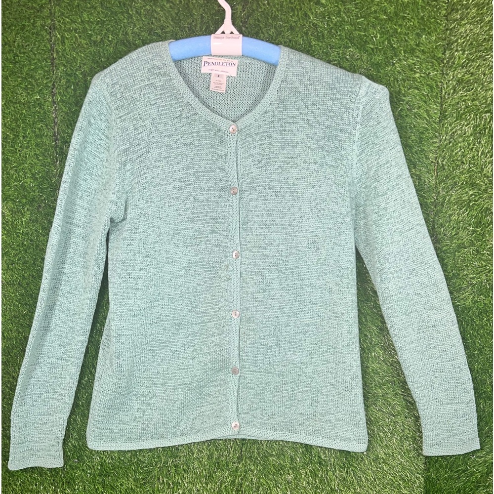 Vintage Women's Pendleton green Sweater Button Cardigan size Small